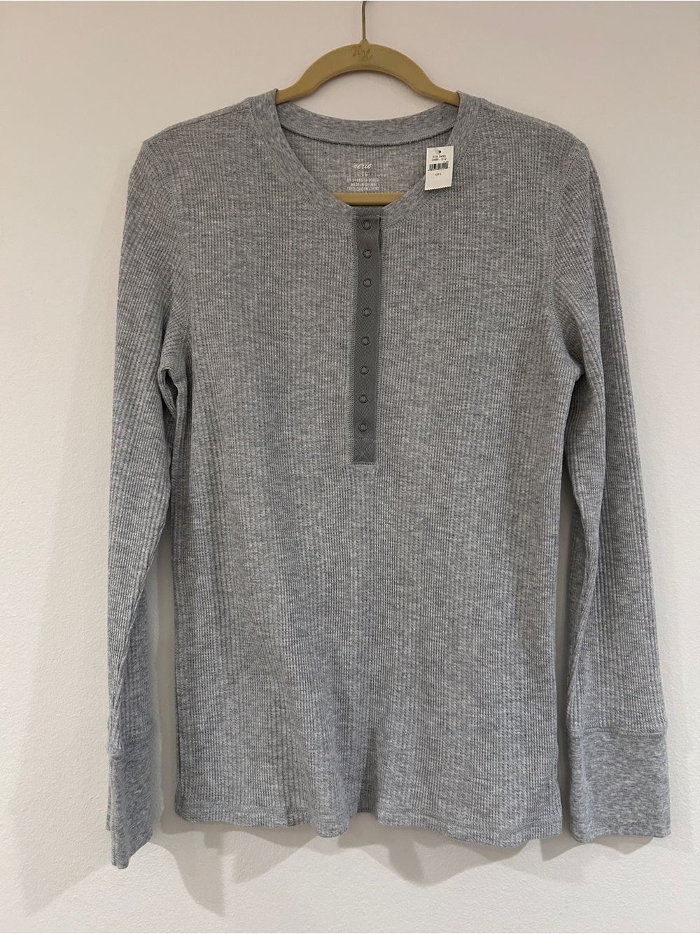 NWT Aerie Heart-Eyes Waffle Henley Long Sleeve T-Shirt